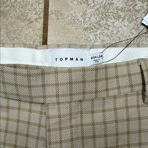 Topman Beige and White Plaid Trousers